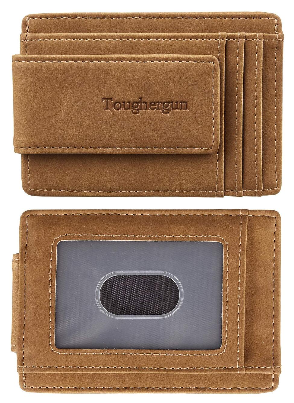 7935 Minimalist Wallet with Magnetic Money Clip Leather Slim Wallet, Credit
